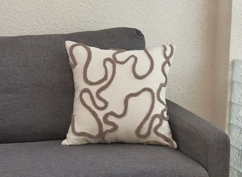 Coussin beige à motifs marrons 45x45 cm BROOKLYN