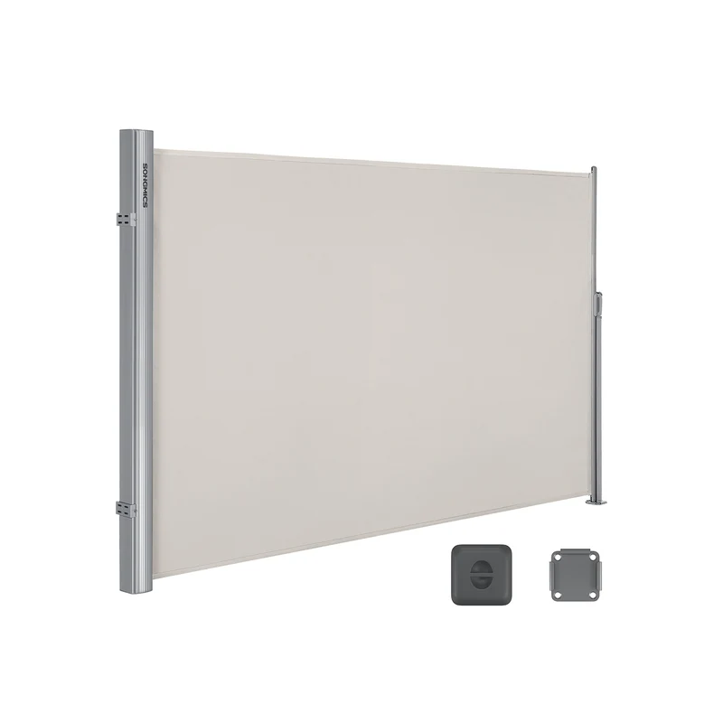 Store latéral brise-vue flexible extérieur 180 x 350 cm protection contre le vent et soleil finition élégante en aluminium beige 12_0008748