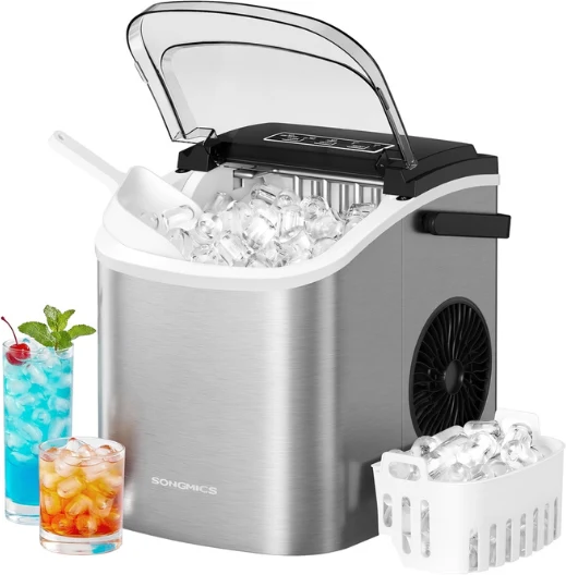Machine à glaçons portable pour cuisine bureau camping 31 x 25 x 32 cm production rapide 9 glaçons en PP gris 12_0013192