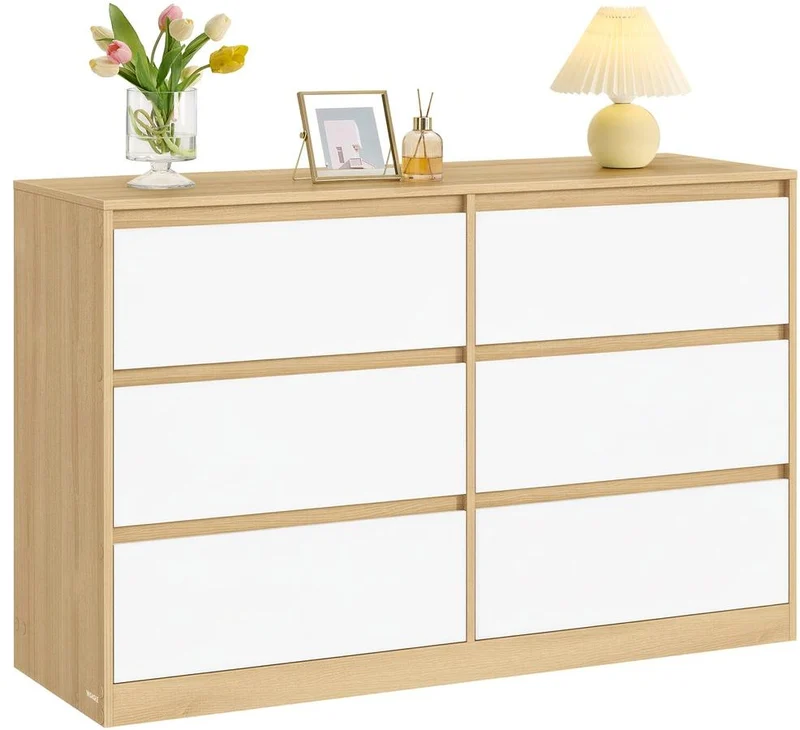 Commode de chambre moderne rangement 119,4 x 40 x 75 cm en MDF blanc mat 12_0012805