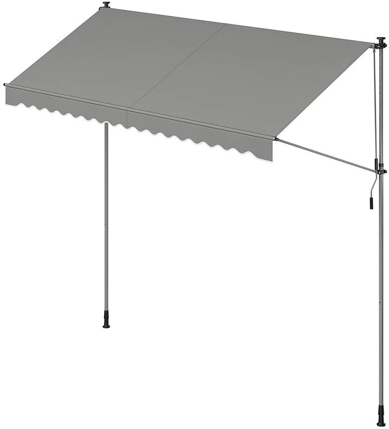 Store banne rétractable manuel réglable en hauteur 350 x 120 cm pour balcon jardin terrasse en tissu gris 12_0011257