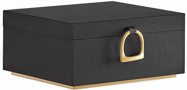 Boîte à bijoux rectangulaire moderne 20,5 x 24 x 11 cm avec rangement flexible et effet flottant en plastique noir 12_0010232