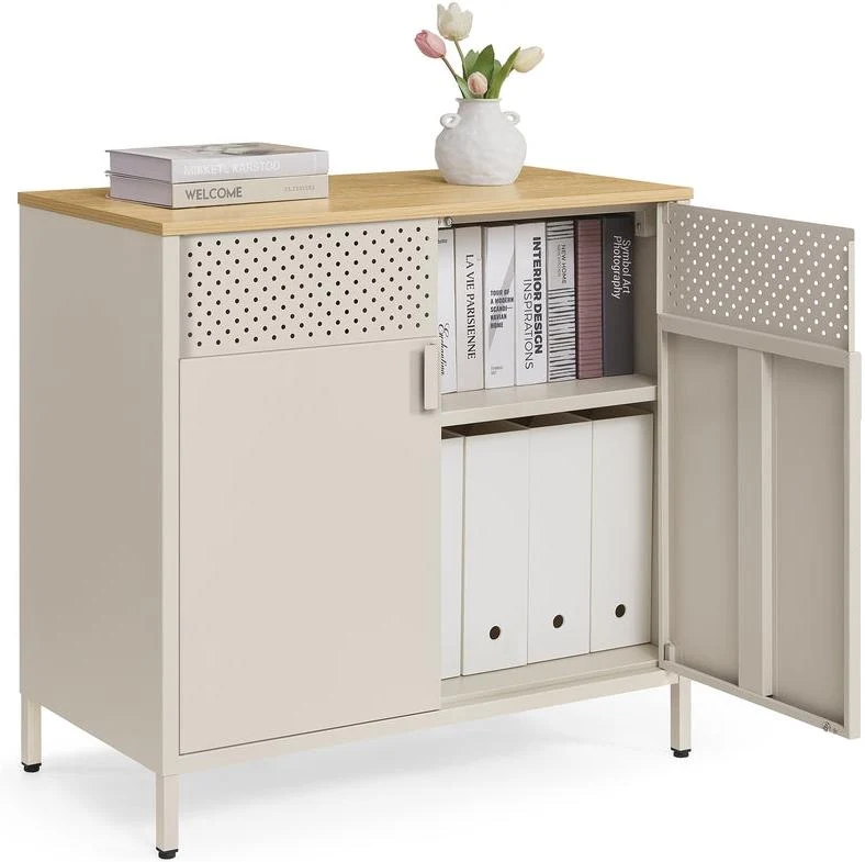 Buffet de rangement double porte aimantée avec étagère réglable 40 x 80 x 76 cm style industriel en aggloméré marron 12_0010131
