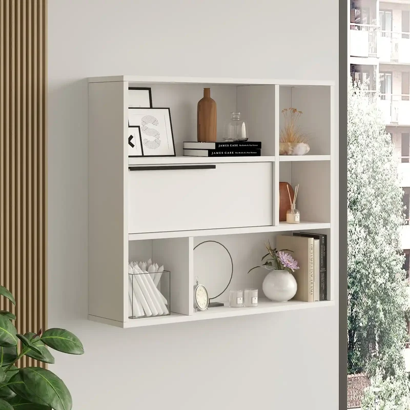 Étagère Bibliothèque SELENE - Blanc | Rangement Mural Élégant