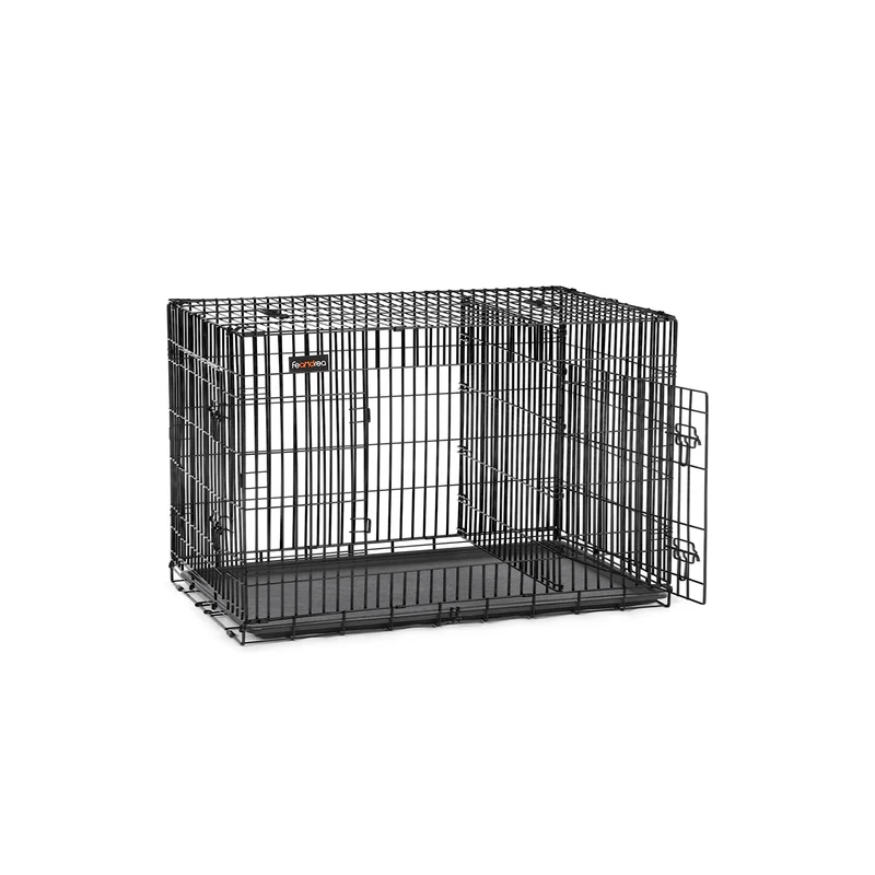Cage pour chien pliable 107 x 70 x 77,5 cm transportable avec 2 portes verrouillables style moderne en fer noir 12_0008424