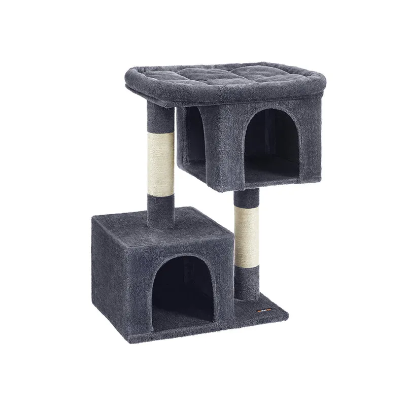 Arbre à chat colonne avec 2 niches confortables 68 x 48 x 101 cm en panneau d’aggloméré gris foncé 12_0008072