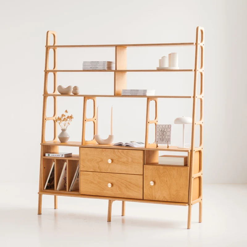 Maxi Bookcase · 166 cm · Vinyl + Drawers + Open