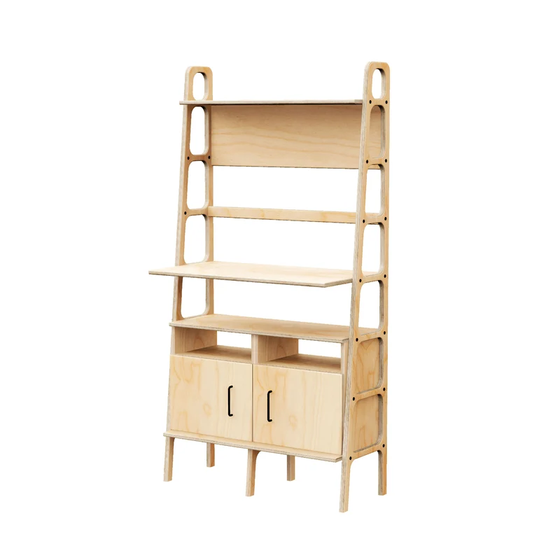 Mid-Century Standing Desk with Shelf · 190 cm