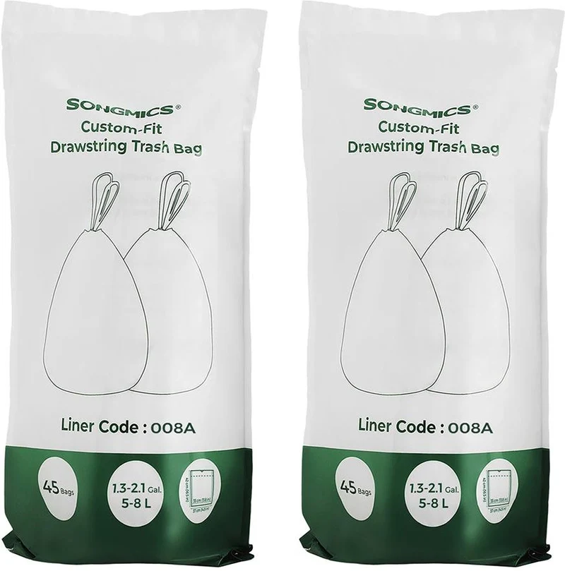 Lot de 90 sacs poubelles 8L étanches pour tri et transport pratiques 37 x 42 cm en plastique blanc 12_0010234
