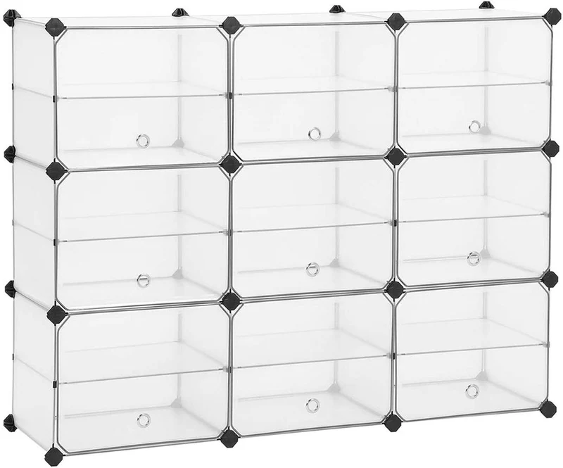 Armoire de rangement modulable pour chaussures 123 x 31 x 93 cm avec séparateurs design moderne en plastique blanc 12_0010028
