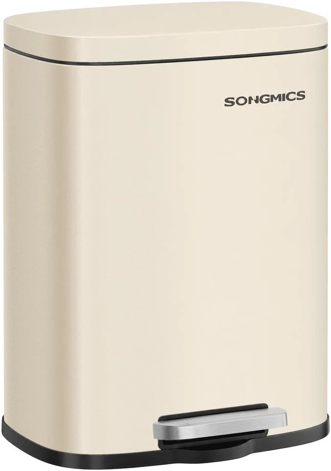Poubelle de salle de bain 38,4 x 28,6 x 25,2 cm avec seau intérieur fermeture douce en acier beige 12_0013166