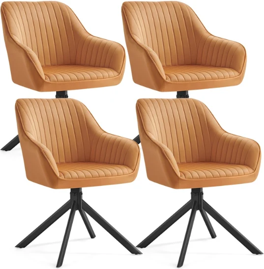 Lot de 4 chaise de salle à manger pivotante design en velours confort 58 x 60 x 81,5 cm en acier marron caramel 12_0012963