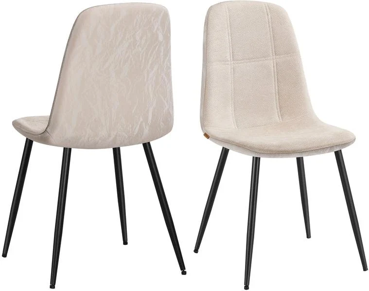 Lot de 2 chaises de salle à manger ergonomiques confortables 55 x 43,5 x 85,5 cm en tissu chenille blanc crème 12_0012950