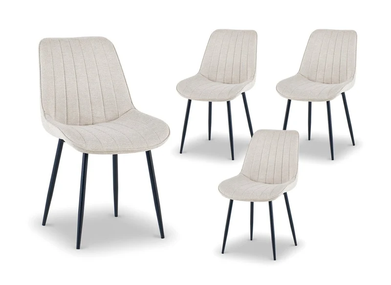 Lot de 4 chaises en tissu beige LOREVA