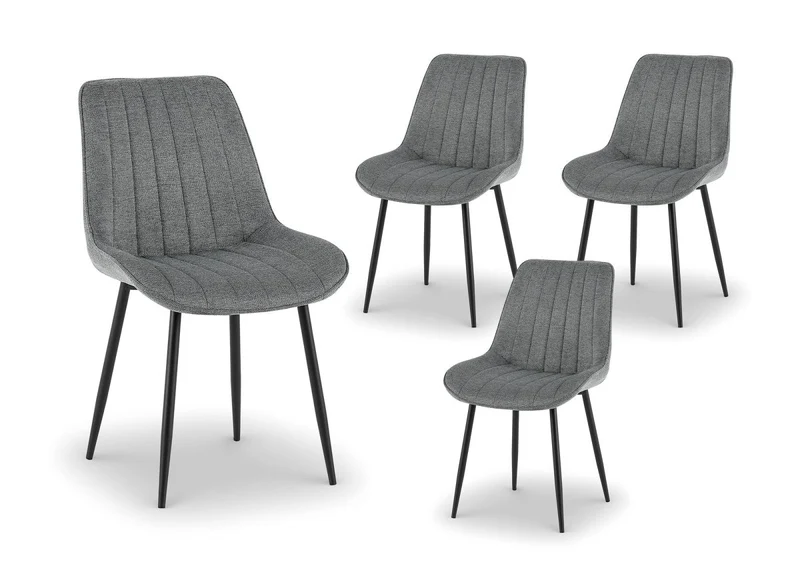 Lot de 4 chaises en tissu gris LOREVA