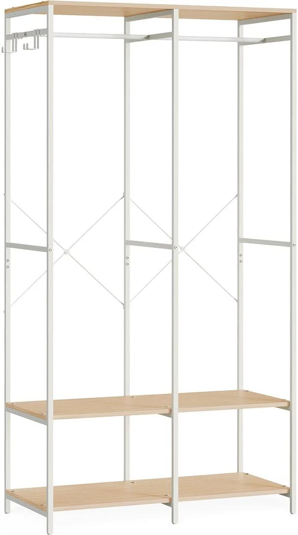 Armoire de rangement portable avec étagères et tringle 40 x 94,5 x 180 cm style moderne en aggloméré beige 12_0011401
