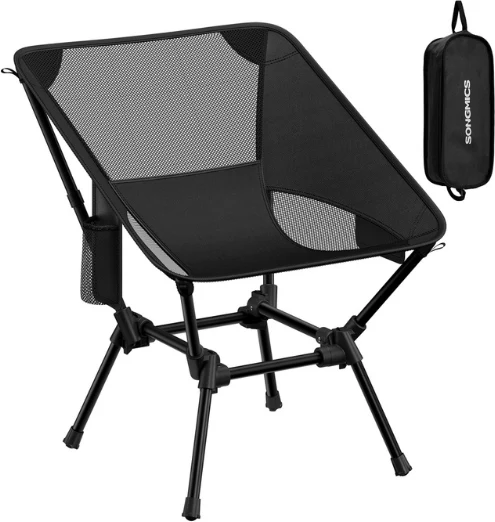 Chaise de camping pliante 48 x 56 x 69 cm légère avec poches de rangement pour voyages en plastique noir 12_0013000