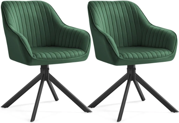 Lot de 2 chaise de salle à manger pivotante confort rembourrée 58 x 60 x 81,5 cm en velours noir 12_0012564