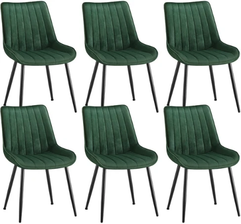 Lot de 6 chaises de salle à manger ergonomiques confortables 57 x 48 x 80 cm en acier noir 12_0012231