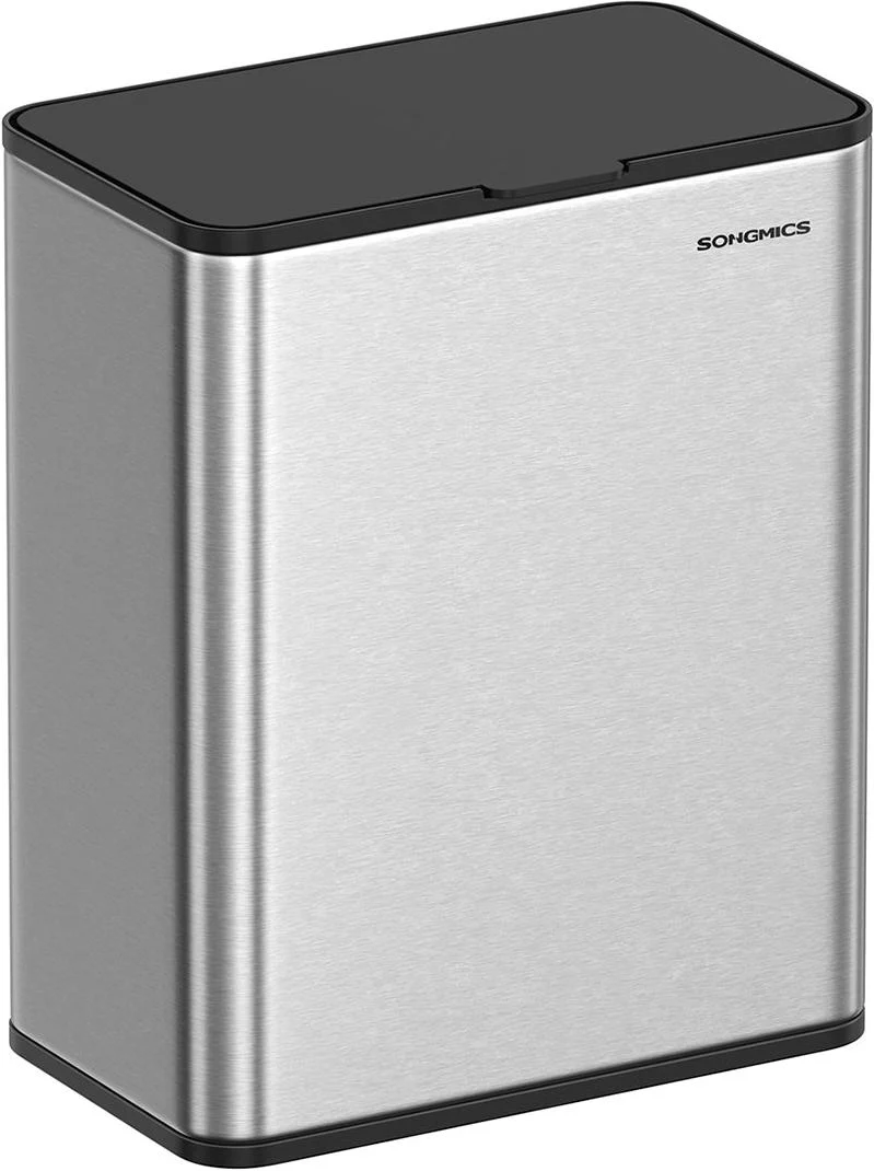 Poubelle murale pour cuisine ou salle de bain 25,8 x 15,2 x 32 cm avec couvercle pratique finition argent en acier 12_0011529