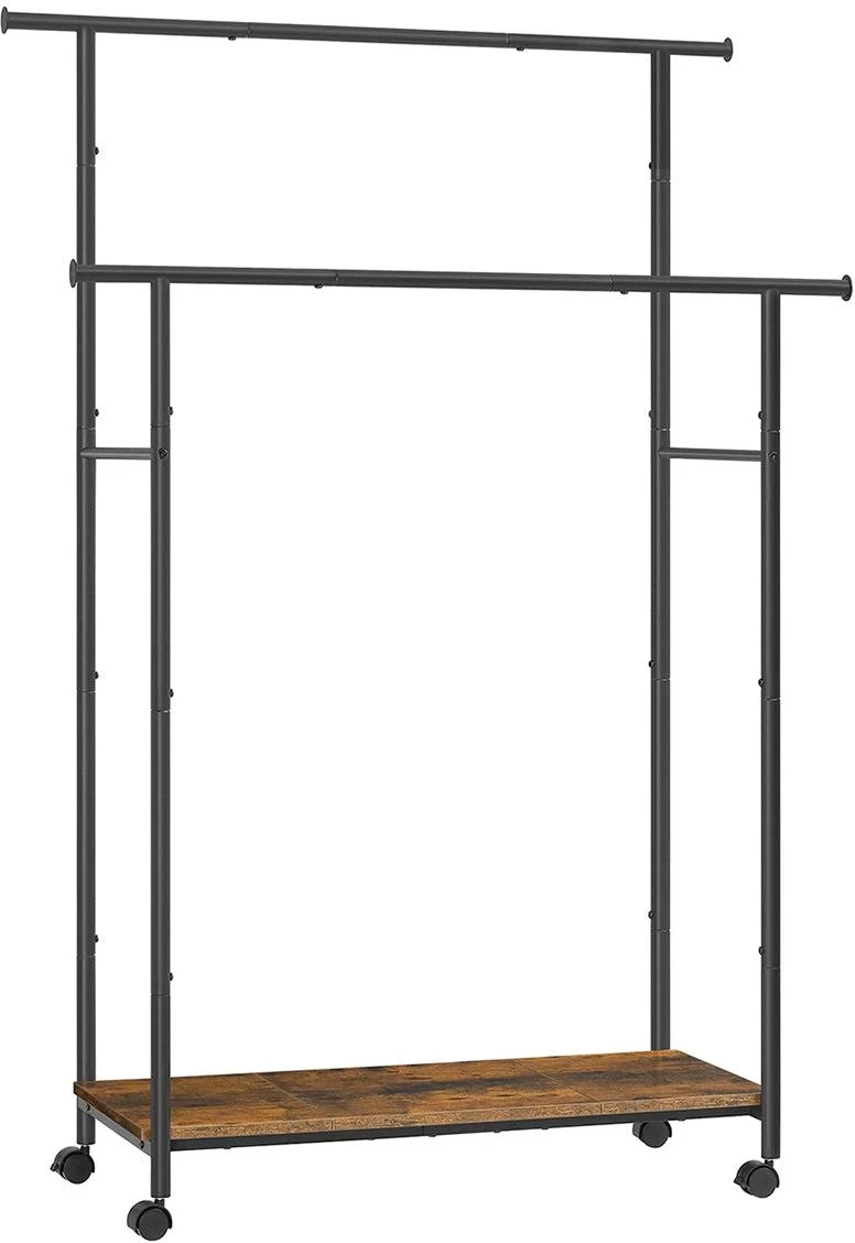 Porte-manteau avec étagère design moderne 39,6 x 98,5 x 156,8 cm capacité 100 kg finition rustique en acier marron 12_0011131