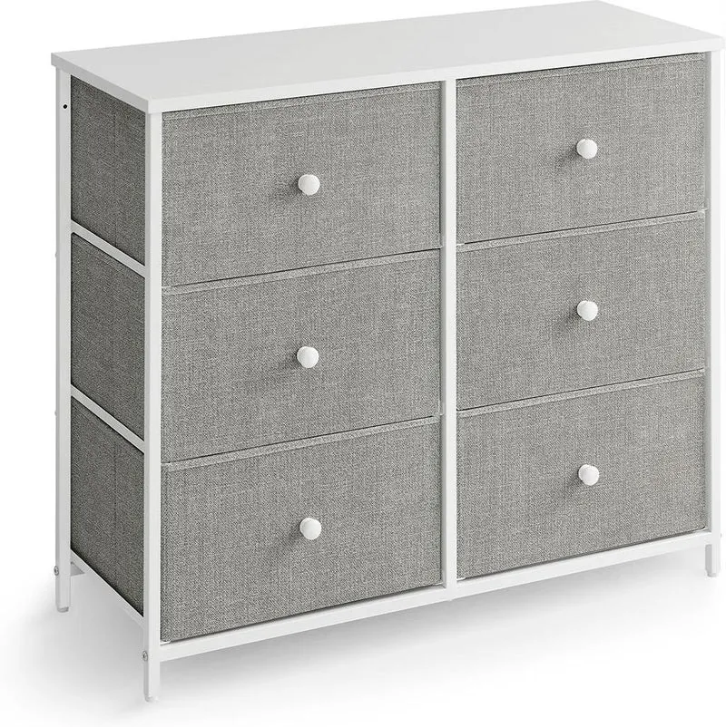 Commode à tiroirs style industriel 6 tiroirs 90 x 40 x 80 cm rangement pratique entrée chambre en acier gris clair 12_0010846