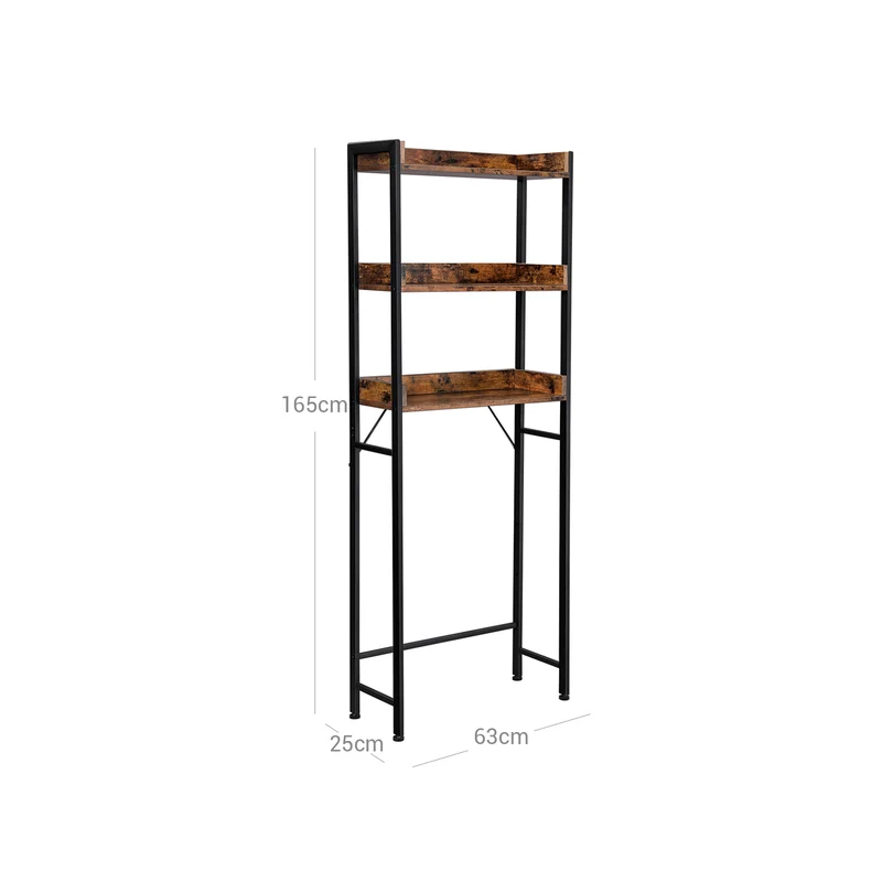 Étagère de toilettes peu encombrante 63 x 25 x 165 cm facile à monter style industriel finition mate en aggloméré marron 12_0009336