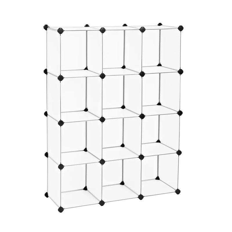 Meuble de rangement modulable pour salon chambre bureau 93 x 31 x 123 cm design moderne facile à assembler en plastique blanc 12_0008168