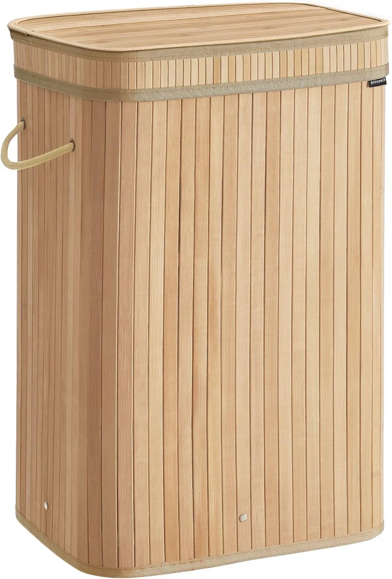 Panier à linge design épuré 31,5 x 42,5 x 61 cm en bambou naturel 12_0013164
