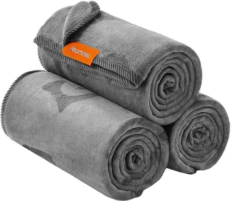 Lot de 3 couvertures pour animaux grande taille 152 x 127 cm confort douillet style moderne en flanelle gris ardoise 12_0011530