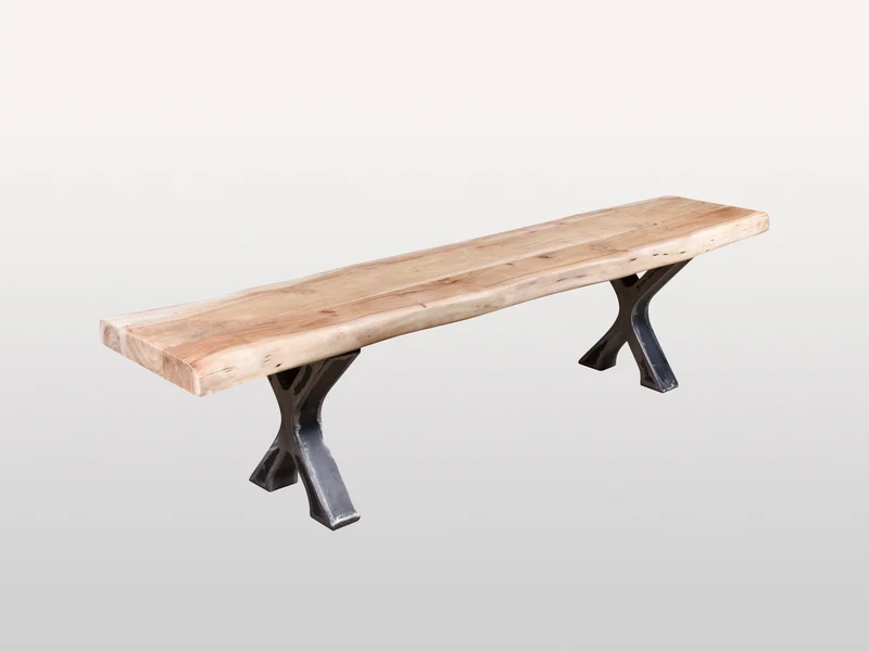Banc acacia 2" blanchi bord naturel base Docks