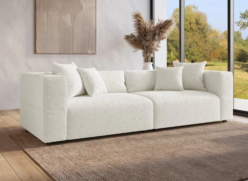 Canapé fixe 4 places effet peau de mouton beige EVELYNE