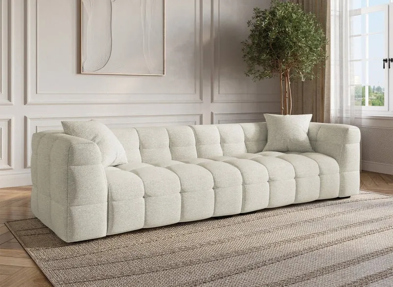 Canapé fixe 4 places en tissu beige BELLA