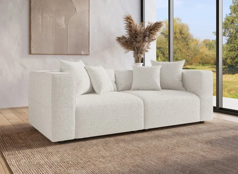 Canapé fixe 3 places effet peau de mouton beige EVELYNE