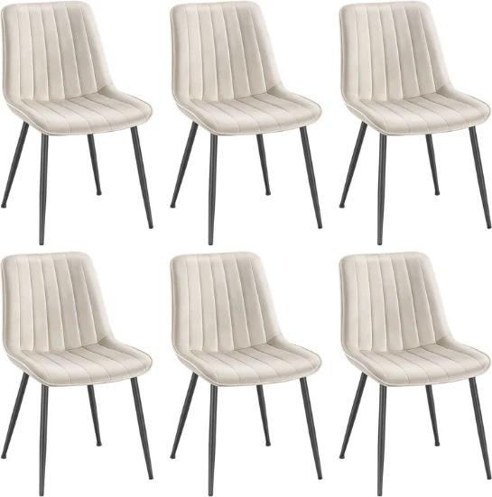 Lot de 6 chaises de salle à manger ergonomiques avec dossier 57 x 48 x 80 cm confort optimal style contemporain en polyester beige cappuccino 12_0012772