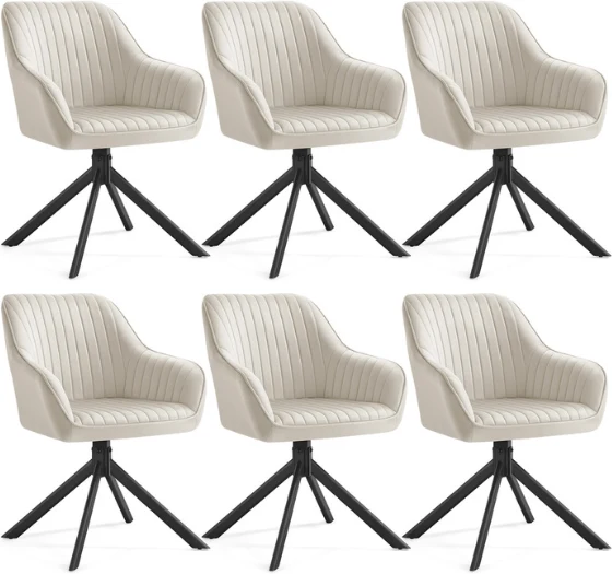 Chaise de salle à manger pivotante rembourrée avec accoudoirs 58 x 60 x 81,5 cm design contemporain en velours marron caramel 12_0012295