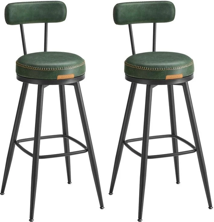 Lot de 2 tabourets de bar design moderne 57 x 57 x 101 cm confort assise ergonomique en acier vert forêt 12_0011124