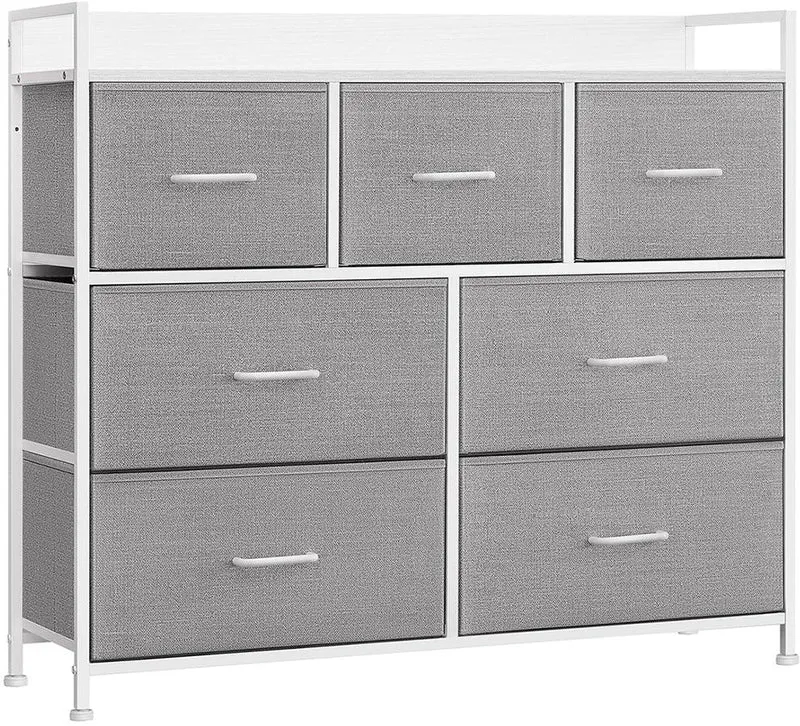 Commode de rangement style industriel avec 7 tiroirs pratique 28,5 x 98 x 85 cm en aggloméré gris 12_0009864