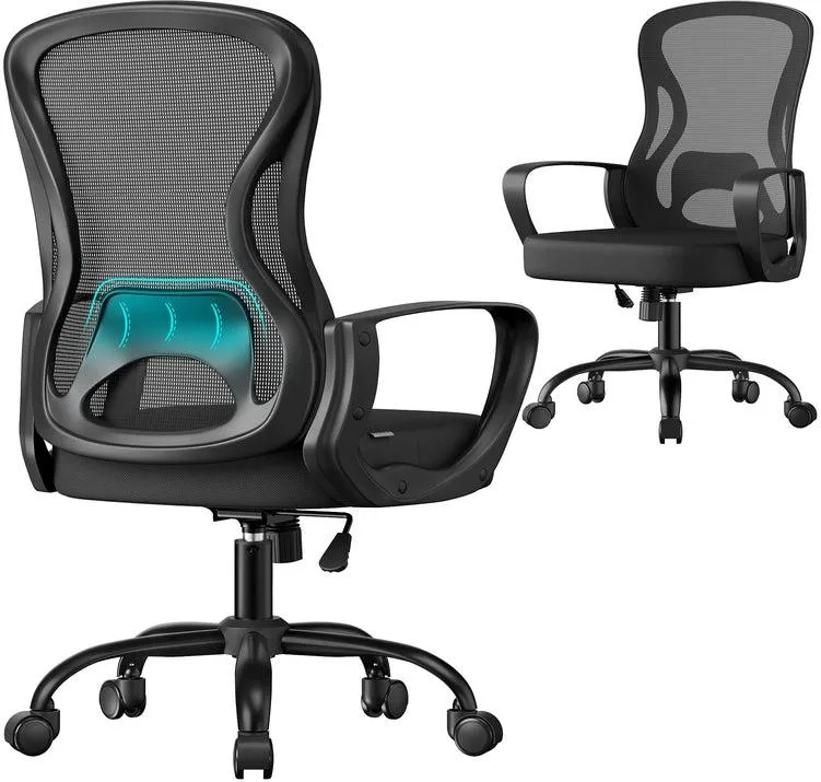 Chaise de bureau ergonomique ajustable hauteur 60 x 60 x 105 cm confort assise 47 x 51 cm en acier noir d'encre 12_0012316
