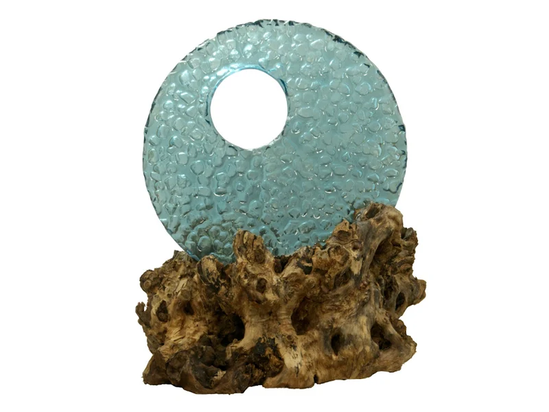 Décoration en bois et verre soufflé 12"