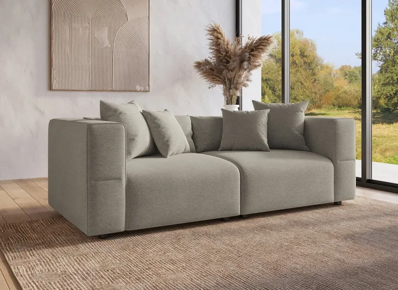 Canapé fixe 3 places en tissu taupe EVELYNE