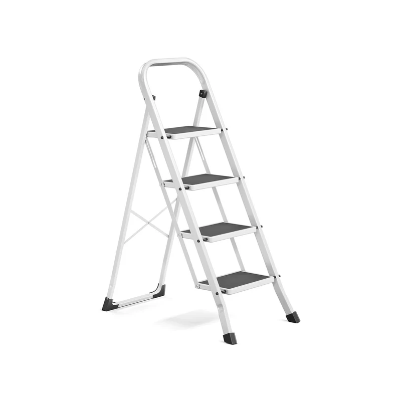 Échelle marchepied pliante 2 marches antidérapant 89 x 45 x 127 cm usage intérieur extérieur style moderne en acier blanc 12_0008235