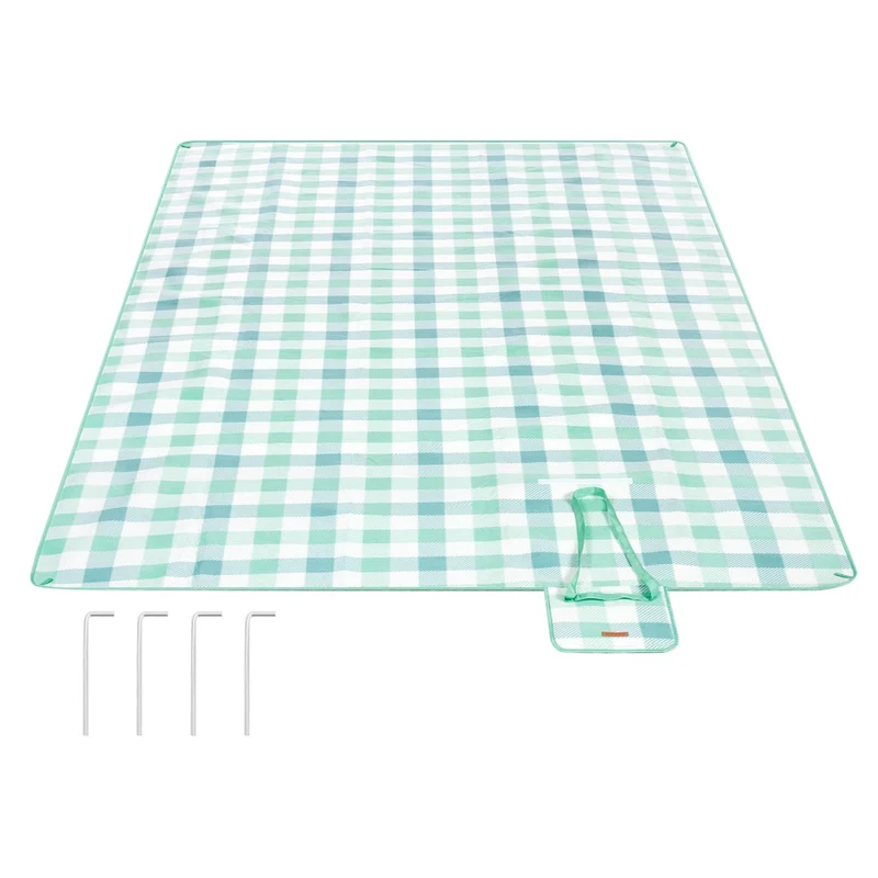 Couverture de pique-nique 4 piquets de sol grand tapis pour camping jardin plage extérieur hydrofuge pliable portable 12_0005258