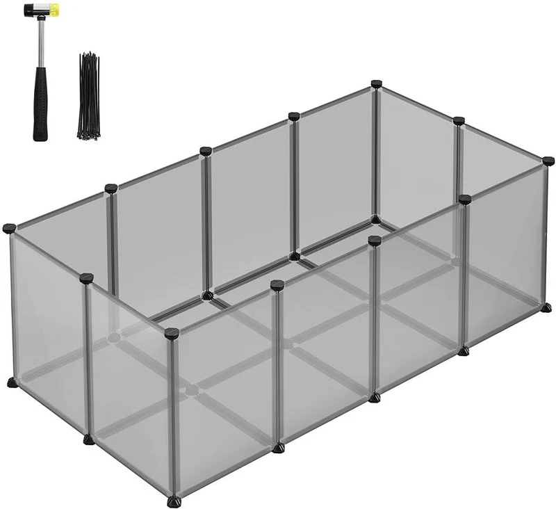 Parc modulable pour petits animaux intérieur 125 x 63 x 42 cm en plastique gris 12_0010237