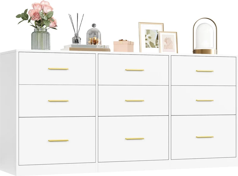 Commode de rangement moderne 40 x 160 x 78 cm 6 tiroirs design épuré meuble salon en aggloméré blanc 12_0013070