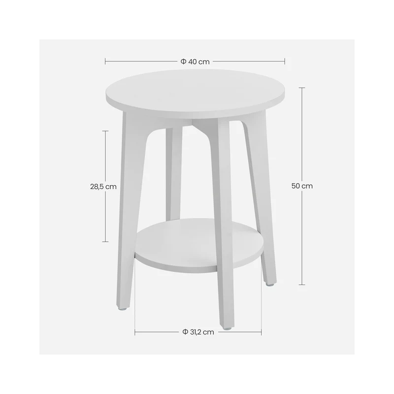 Table d'appoint ronde design moderne avec étagère inférieure 40 x 50 cm en panneau d'aggloméré blanc 12_0012954