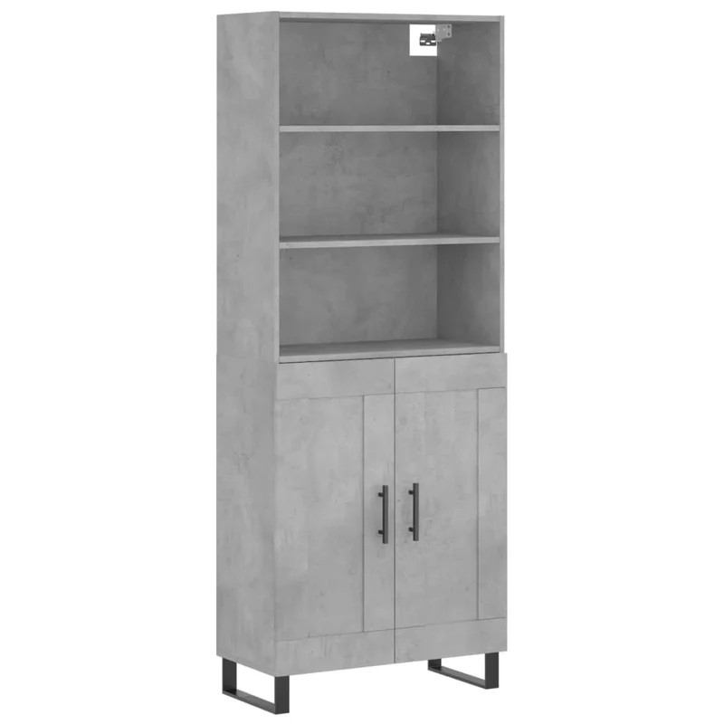 Buffet bahut commode armoire meuble de rangement organisateur cuisine salle de séjour salon haut 69,5 x 34 x 180 cm bois d'ingénierie gris 02_0034660