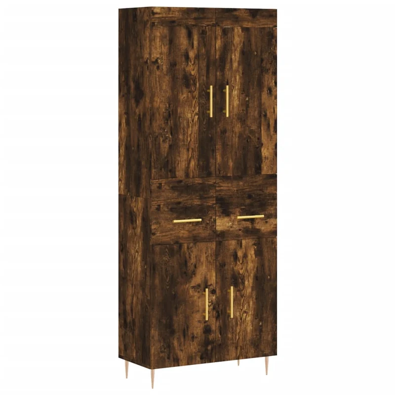 Buffet bahut commode armoire meuble de rangement organisateur cuisine salle de séjour salon haut 69,5 x 34 x 180 cm bois d'ingénierie marron 02_0033410