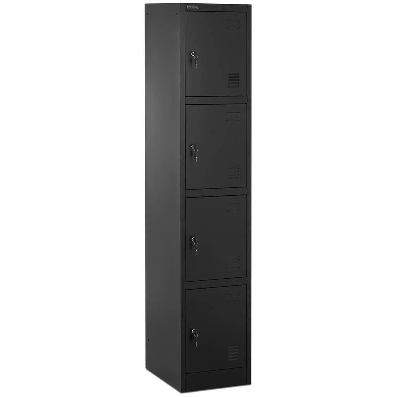 Casier vestiaire métallique 4 casiers avec étagères verrouillable 80 kg acier anthracite noir 14_0008549