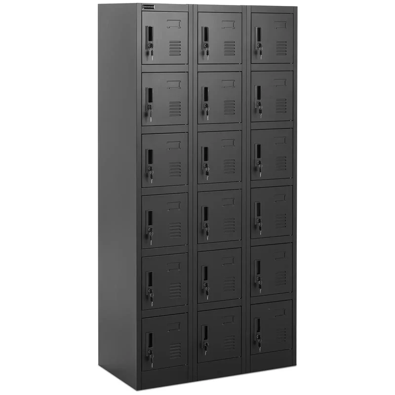 Casier vestiaire métallique 18 étagères verrouillable 200 kg tôle d'acier laminé à froid anthracite noir 14_0008545